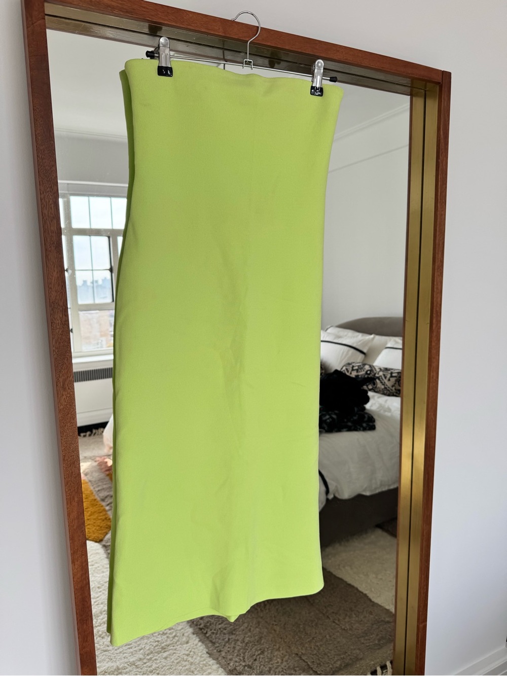 COS Strapless Midi Dress in Lime